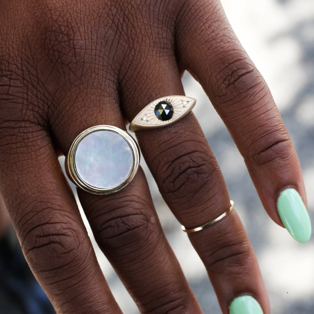 Round Stone Signet Ring