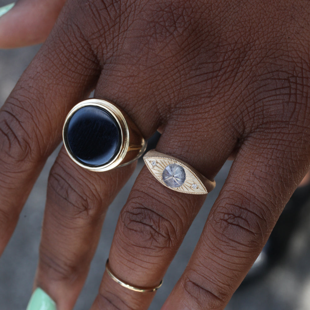 Round Stone Signet Ring