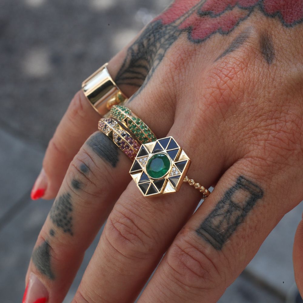 Pavé Rosa Ring - Emerald