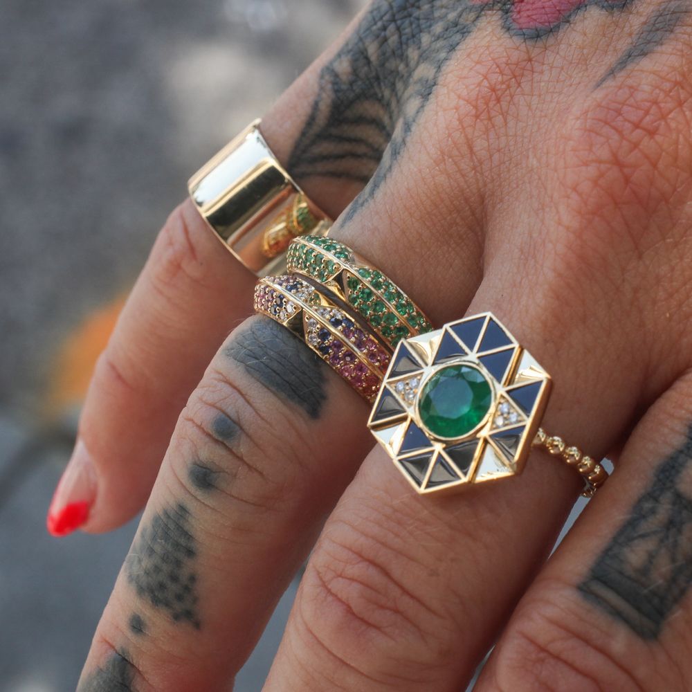 Pavé Rosa Ring - Emerald