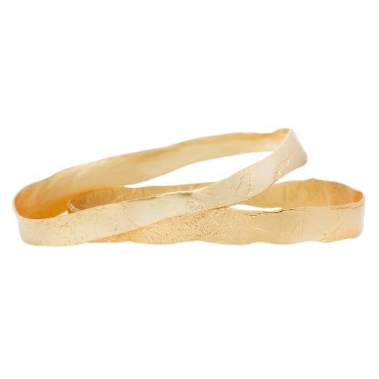 acid etched organic bangle coated in rich 22k gold