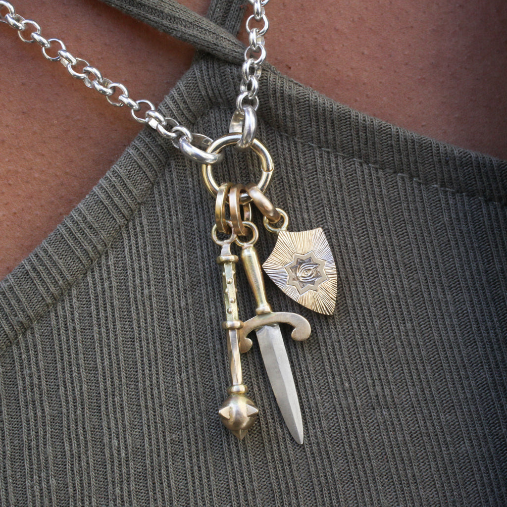 Classic Chain Keris Dagger Silver Pendant Necklace