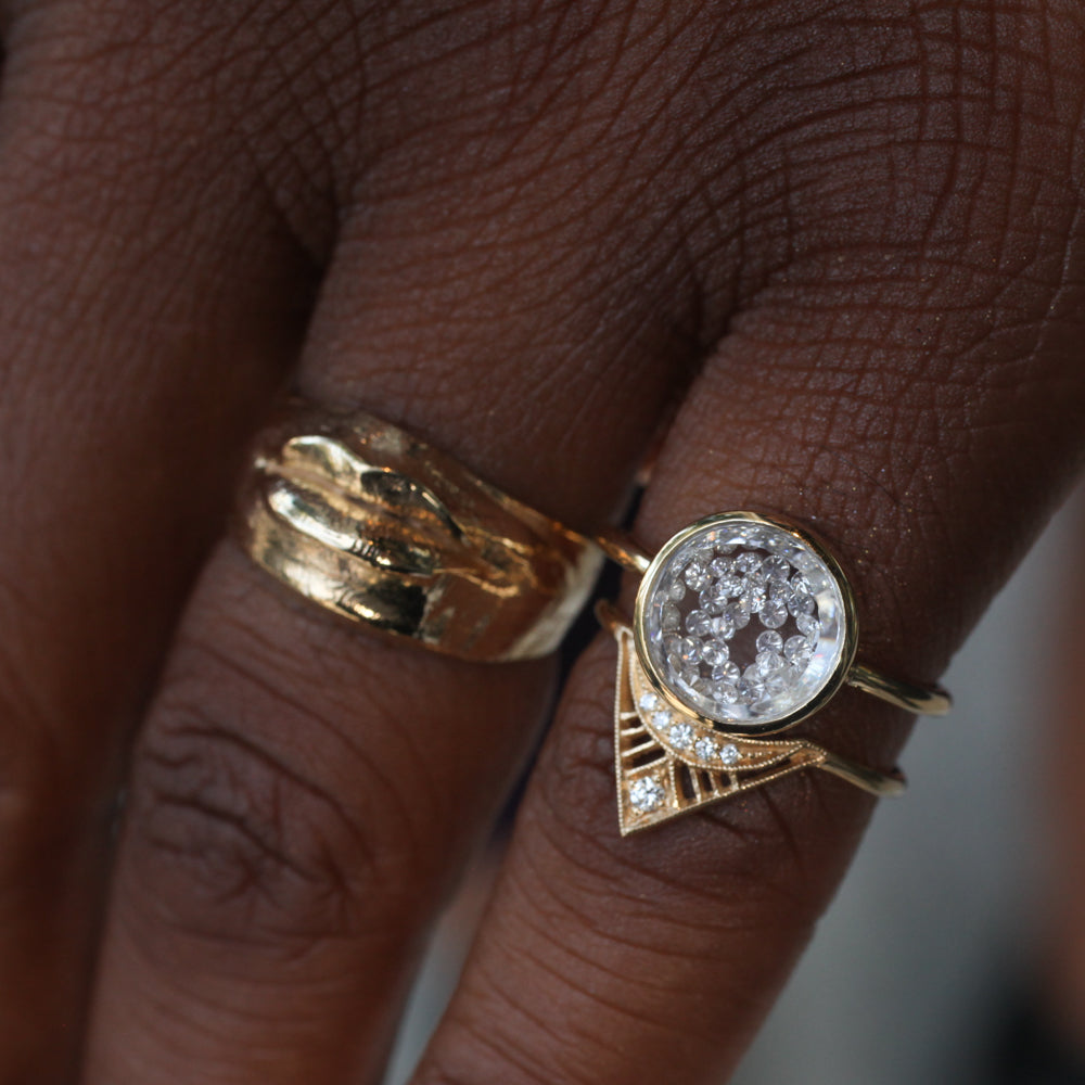 Circle Kaleidoscope Shaker Ring - White Diamond