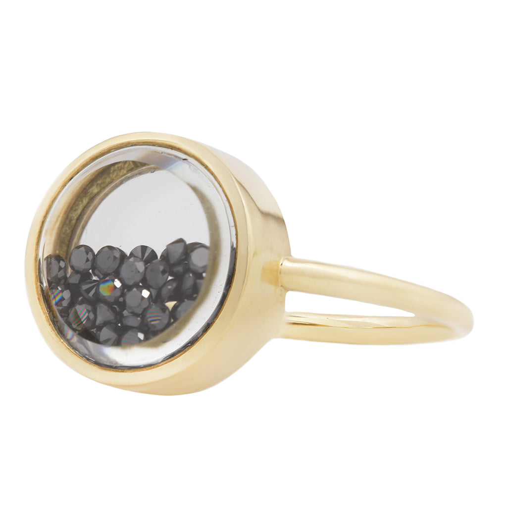 Circle Kaleidoscope Shaker Ring - Black Diamond