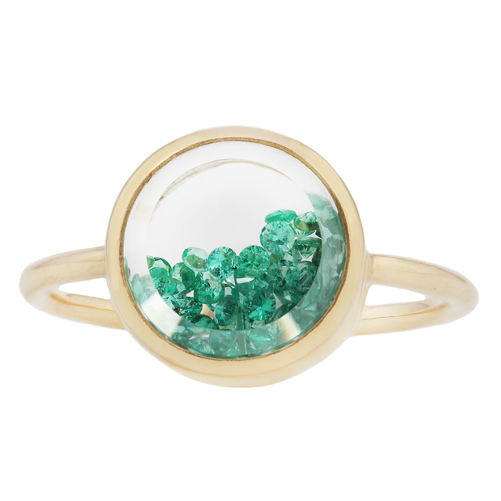 Circle Kaleidoscope Shaker Ring - Emerald
