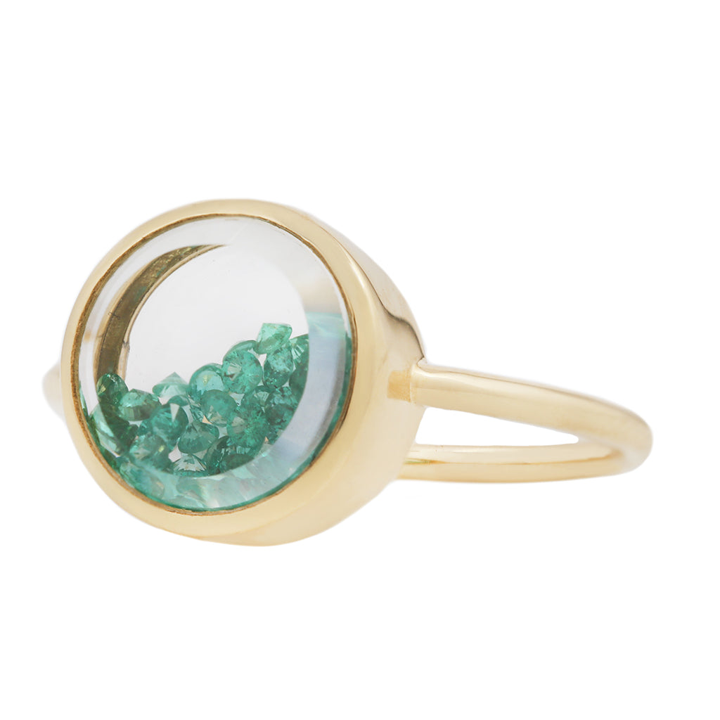 Circle Kaleidoscope Shaker Ring - Emerald